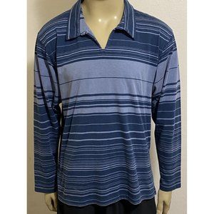 Patagonia Men's XL V-Neck Long Sleeve Pullover Light Blue Navy Blue Striped